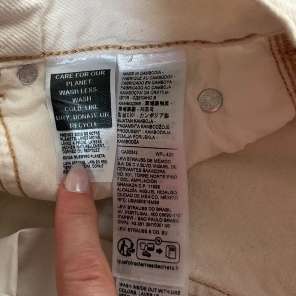 Levi's‎ Cream Denim Carpenter Pencil Midi Skirt Women's Size 27 Waist - Picture 8 of 9